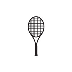 Tennis racket silhouette racket with handle and strings icon
