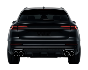 Sporty SUV featuring quad exhaust tips and an aggressive rear diffuser.