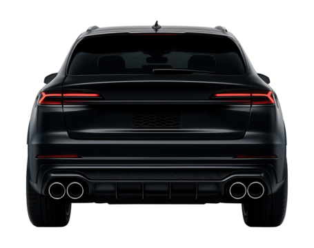Sporty SUV featuring quad exhaust tips and an aggressive rear diffuser.