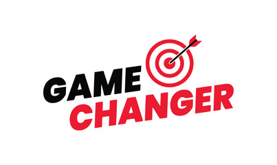 A red and black graphic with the words "GAME CHANGER" and a target with an arrow in the bullseye, symbolizing success and achievement in business or competition.