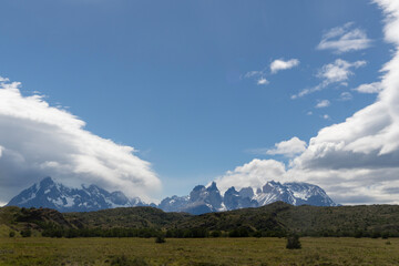 Fototapeta premium View of the mountain landscape in the national park Torres del Paine, Patagonia, Chile, South America
