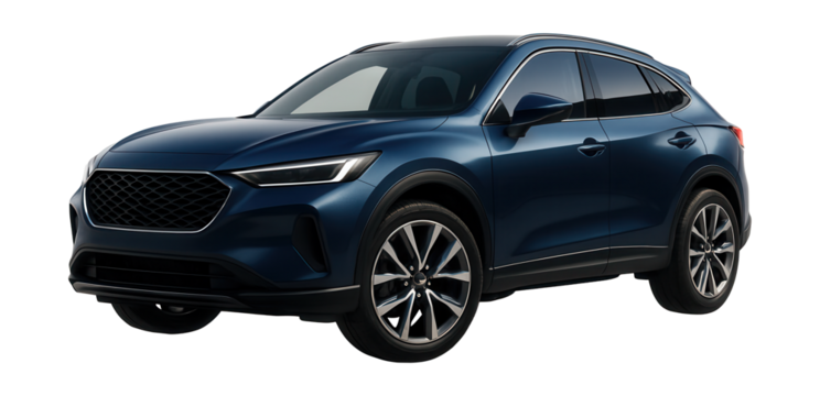 Sporty crossover featuring flared wheel arches and 20-inch alloy rims.