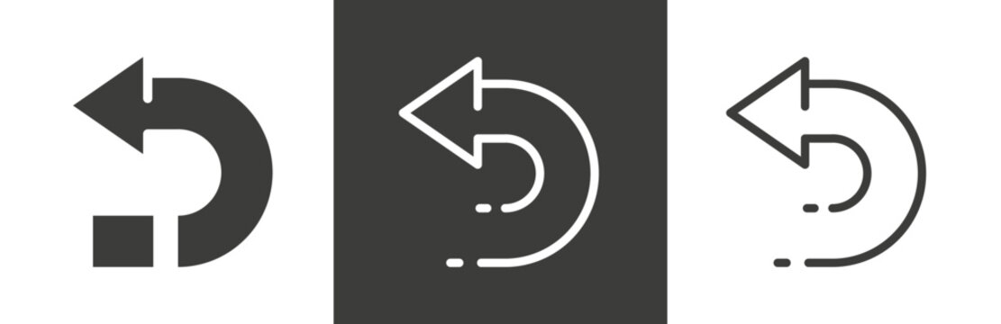flat and linear set icons, return or swap icon, swap cycle arrow, simple symbols on white and black background - editable stroke vector illustration