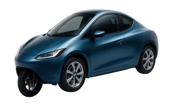 Three-wheeled microcar featuring a single front wheel and sleek design.