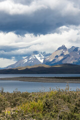View of the mountain landscape in the national park Torres del Paine, Patagonia, Chile, South America