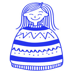 Illustration of Woman in Striped Sweater