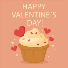 Happy Valentine’s Day Cute Cupcake Illustration
