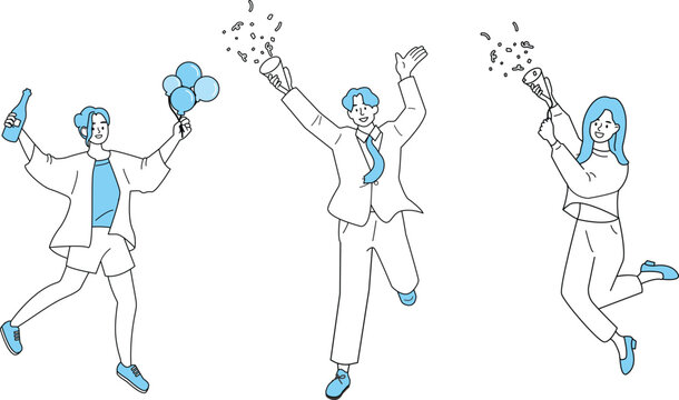 Joyful Friends Celebrating with Confetti and Balloons