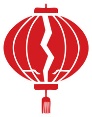 Obraz premium Decorative Red Chinese Lantern Icon With a Crack Detail