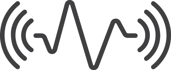 Minimalist black line icon depicting sound waves or audio signals on a clean white background for digital use
