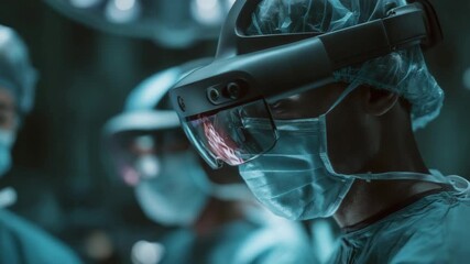 Surgeon wearing augmented reality headset during a medical procedure - Powered by Adobe