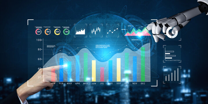 An AI dashboard for business data analysis and performance monitoring. A collection of AI generated charts for strategic company evaluation. Motif