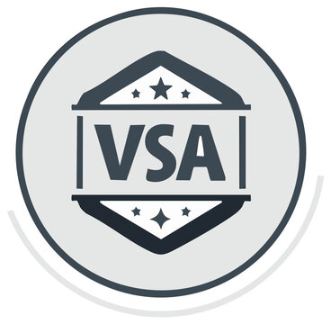 Modern VSA logo emblem with stars and geometric shapes inside a circle