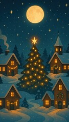 Fototapeta premium Cozy festive winter night mobile wallpaper