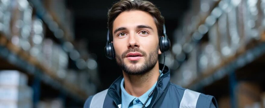 inventory manager with a barcode reader linked to a wireless earset