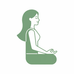 Green woman silhouette in meditation yoga pose peaceful wellness icon perfect for mindfulness relaxation exercise spiritual health or holistic lifestyle design