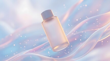 Matte Cosmetic Bottle in Pastel Floating 3D Environment with Rim Lighting