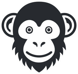 Obraz premium Stylized Monkey Face Illustration Wildlife Animals Primate Mammal Simian Smiling Simple Design Concept