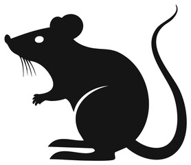 Obraz premium Silhouette illustration of a mouse with a long curved tail in a side view.