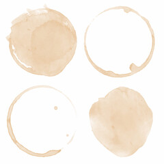Coffee Stain on paper. Coffee or tea stains and traces - modern isolated clip art on white background. Splashes of cups, mugs and drops. Use this high quality set for your menu, bar, Cafe. eps10