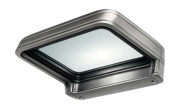 Sleek ceiling panel featuring a panoramic sunroof and metal framework.