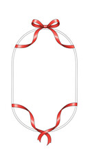 Fototapeta premium Elegant oval frame with a red ribbon tied in a bow, a perfect decorative design for invitations and greetings