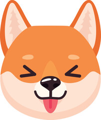Tongue out emoji. Cute dog comic emotion