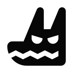 black wolf face solid icon