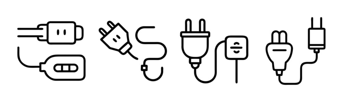 Electric plug adapter cable connector outline set