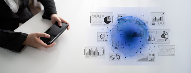 Real-time global data analytics dashboard visualizing insights from interconnected systems for decision-making, business analytics, and digital transformation Latch