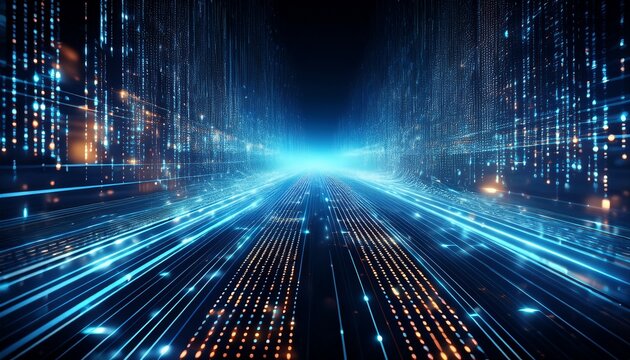 digital data stream with binary code highlighting tech innovation and cybersecurity - Powered by Adobe