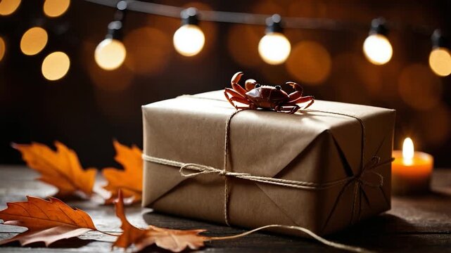 A gift is wrapped in brown paper and tied with string, ready for giving
