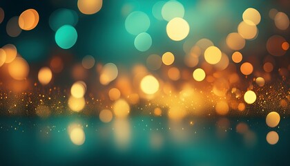 soft focus bokeh lights with warm golden and teal hues
