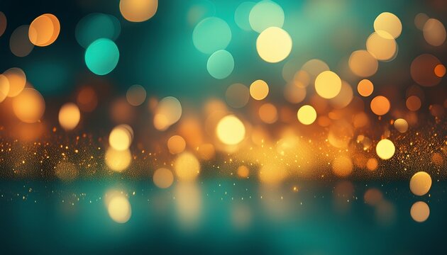 soft focus bokeh lights with warm golden and teal hues - Powered by Adobe