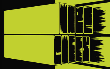 Abstract illustration of yellow rectangles with black outlines and shadow effects on a black background