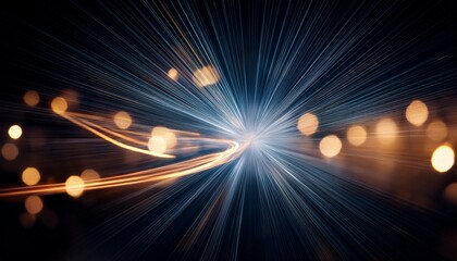 sparkling light streaks and bokeh effects on dark background