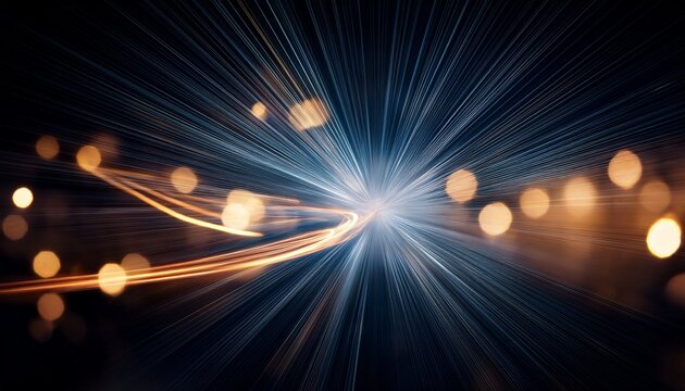 sparkling light streaks and bokeh effects on dark background - Powered by Adobe