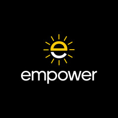 Empower logo featuring a stylized sun and the word empower in white.