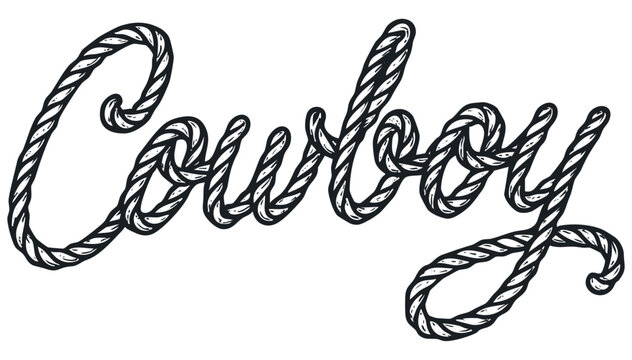 Cowboy word illustration, text effect vector isolated on transparent background