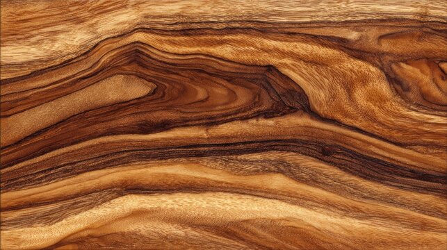 Stunning photo of texture of Koa wood grain showcases a striking interplay of swirling, intricate patterns in shades ranging from golden to dark brown, giving it a uniquely.