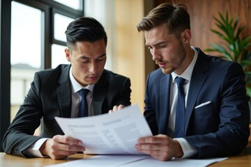 Focused Young Lawyers Reviewing and Mediating Complex Corporate Contract Document