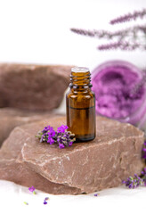 Spa cosmetics with lavender extract. Selective focus.