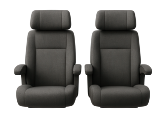 High-back fabric chairs with built-in armrests and adjustable headrests.