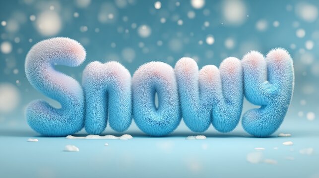  fluffy 3D cartoon text, the word Snowy