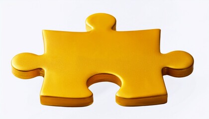 Obraz premium a yellow puzzle piece with a smooth surface representing connection and problem solving isolated on white background