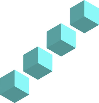 Fototapeta Four teal cubes arranged diagonally.