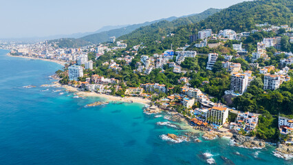 Tropical beaches, urban development and green hills in Puerto Vallarta Mexico © Carlos Flores