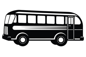 A solid black bus displays its rectangular windows and a side door in silhouette