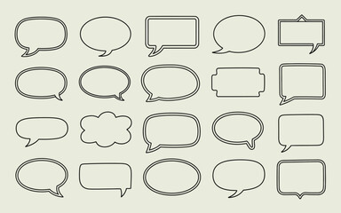 Obraz premium A collection of various outlined speech bubbles and thought bubbles on a light beige background design