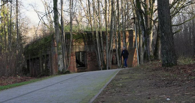 Wolfs Lair northern Poland Goring bunker foot path. North east Poland. Headquarters for Adolf Hitler and his Generals during the attack on Russia. Hitler lived here over 800 days. Concrete fortress.